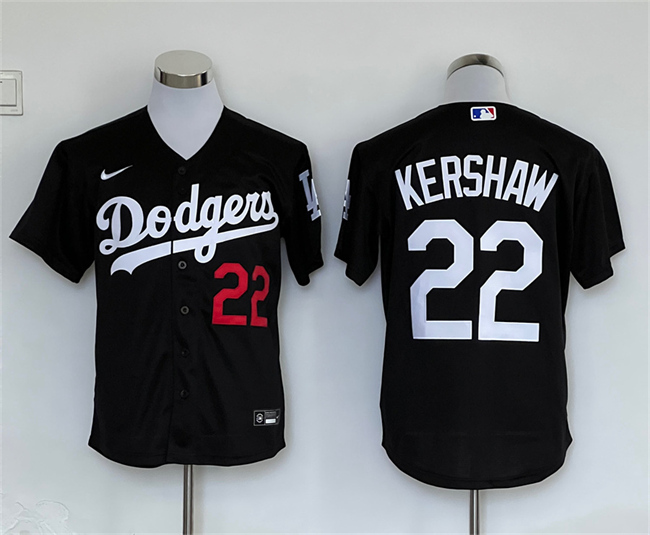 en's Los Angeles Dodgers #22 Clayton Kershaw Black Cool Base Stitched Baseball Jersey en's Los Angeles Dodgers #22 Clayton Kershaw Black Cool Base Stitched Baseball Jersey