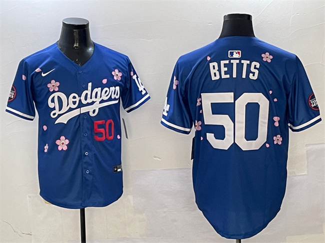 Men's Los Angeles Dodgers #50 Mookie Betts Royal 2025 Tokyo Series Limited Stitched Baseball Jersey Men's Los Angeles Dodgers #50 Mookie Betts Royal 2025 Tokyo Series Limited Stitched Baseball Jersey
