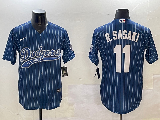 Men's Los Angeles Dodgers #11 Roki Sasaki Navy With Patch Cool Base Stitched Baseball Jersey Men's Los Angeles Dodgers #11 Roki Sasaki Navy With Patch Cool Base Stitched Baseball Jersey