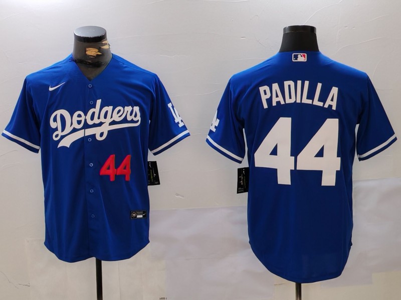 Men's Los Angeles Dodgers #44 Vicente Padilla Blue Cool Base Stitched Baseball Jersey 3 Men's Los Angeles Dodgers #44 Vicente Padilla Blue Cool Base Stitched Baseball Jersey 3