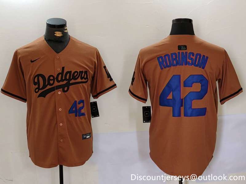 Men's Los Angeles Dodgers #42 Jackie Robinson Brown Cool Base Stitched Baseball Jersey Men's Los Angeles Dodgers #42 Jackie Robinson Brown Cool Base Stitched Baseball Jersey