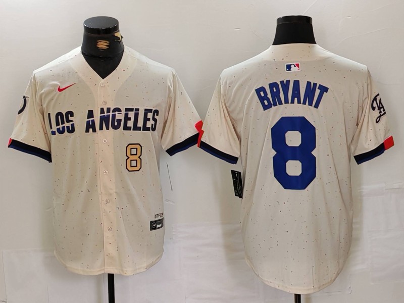 Men's Los Angeles Dodgers #8 Kiké Hernández Cream Stitched Baseball Jersey 2 Men's Los Angeles Dodgers #8 Kiké Hernández Cream Stitched Baseball Jersey 2
