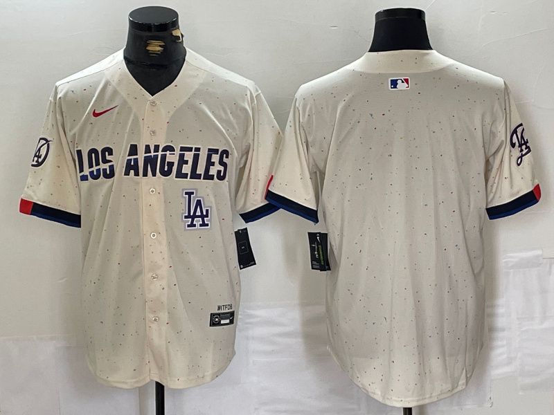 Men's Los Angeles Dodgers Team Big Logo Cream Stitched Baseball Jersey 005 Men's Los Angeles Dodgers Team Big Logo Cream Stitched Baseball Jersey 005