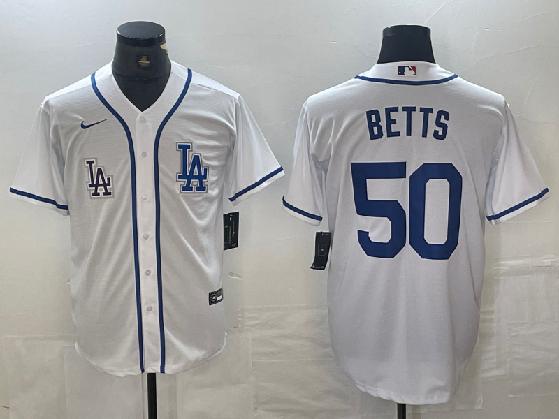 Men's Los Angeles Dodgers #50 Mookie Betts White Cool Base Stitched Baseball Jersey Men's Los Angeles Dodgers #50 Mookie Betts White Cool Base Stitched Baseball Jersey