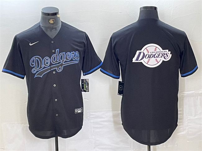 Men's Los Angeles Dodgers Team Big Logo Black Cool Base Stitched Baseball Jersey 3 Men's Los Angeles Dodgers Team Big Logo Black Cool Base Stitched Baseball Jersey 3
