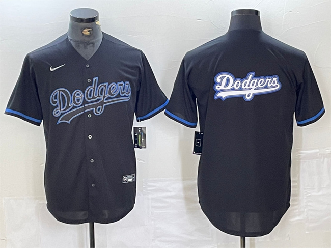 Men's Los Angeles Dodgers Team Big Logo Black Cool Base Stitched Baseball Jersey 2 Men's Los Angeles Dodgers Team Big Logo Black Cool Base Stitched Baseball Jersey 2