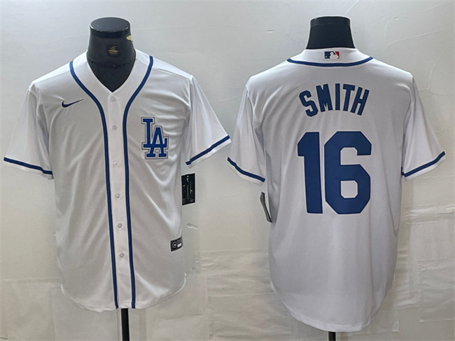 Men's Los Angeles Dodgers #16 Will Smith White Cool Base Stitched Baseball Jersey Men's Los Angeles Dodgers #16 Will Smith White Cool Base Stitched Baseball Jersey