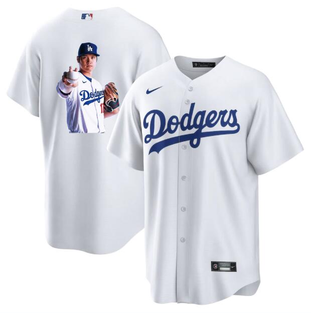 Men's Los Angeles Dodgers #17 Shohei Ohtani White Big Logo Cool Base Stitched Jersey 6 Men's Los Angeles Dodgers #17 Shohei Ohtani White Big Logo Cool Base Stitched Jersey 6