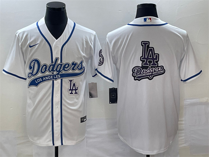 Men's Los Angeles Dodgers White Team Big Logo With Patch Cool Base Stitched Baseball Jersey Men's Los Angeles Dodgers White Team Big Logo With Patch Cool Base Stitched Baseball Jersey