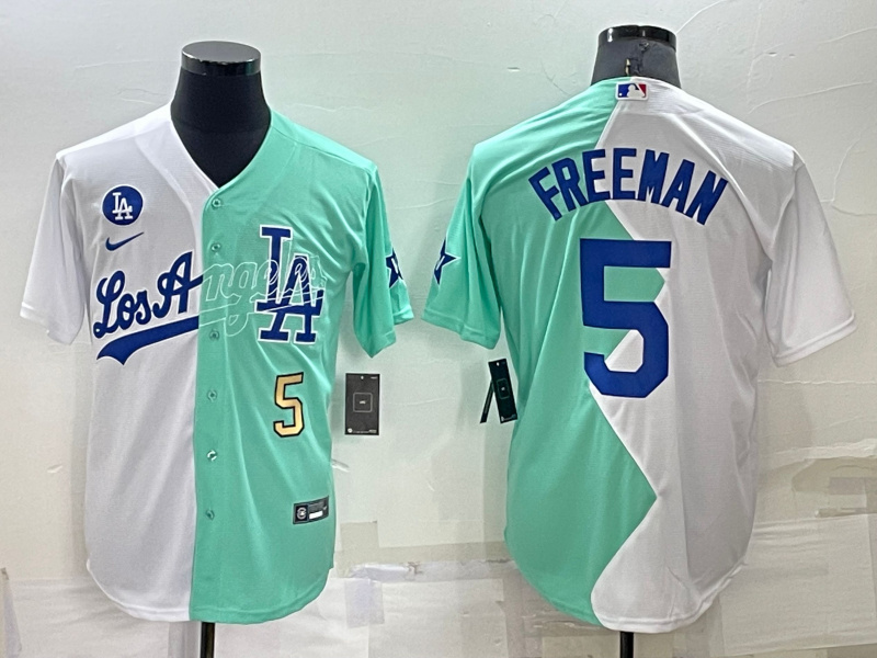 Men's Los Angeles Dodgers #5 Freddie Freeman 2022 All-Star White Green Cool Base Stitched Baseball Jerseys Men's Los Angeles Dodgers #5 Freddie Freeman 2022 All-Star White Green Cool Base Stitched Baseball Jerseys