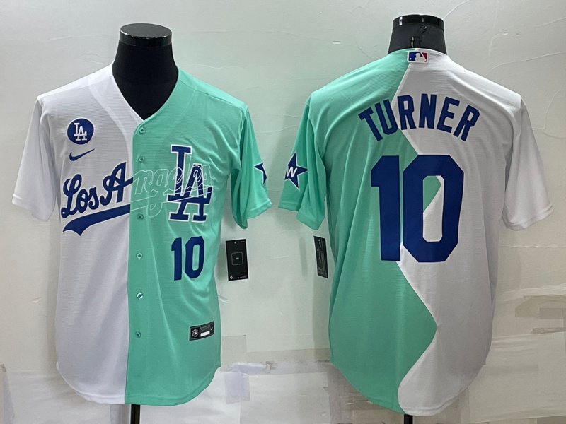 Men's Los Angeles Dodgers #10 Justin Turner 2022 All-Star White Green Cool Base Baseball Jersey Men's Los Angeles Dodgers #10 Justin Turner 2022 All-Star White Green Cool Base Baseball Jersey