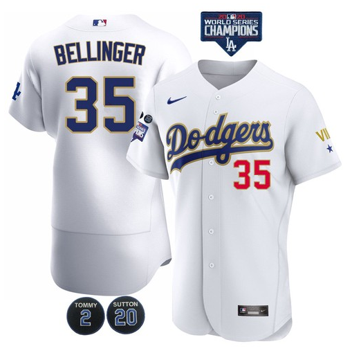 Men's Los Angeles Dodgers #35 Cody Bellinger White Gold Men's Los Angeles Dodgers #35 Cody Bellinger White Gold