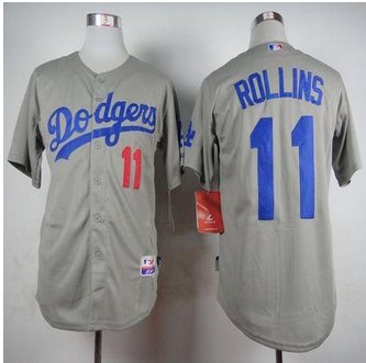 Los Angeles Dodgers #11 Jimmy Rollins Grey Cool Base Stitched Baseball Jersey Los Angeles Dodgers #11 Jimmy Rollins Grey Cool Base Stitched Baseball Jersey