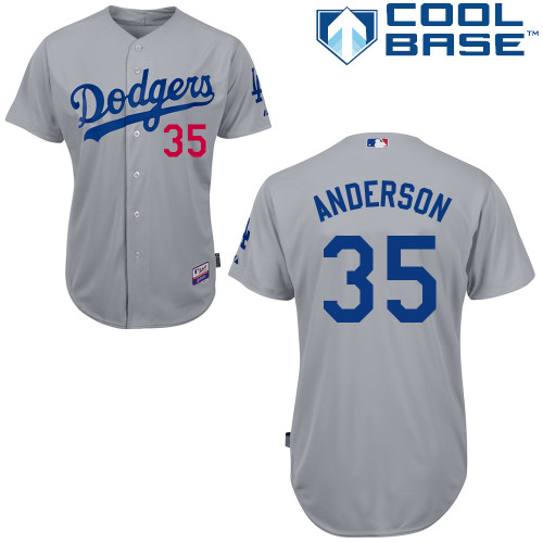 Los Angeles Dodgers#35 Anderson Majestic Authentic Grey Jersey Los Angeles Dodgers#35 Anderson Majestic Authentic Grey Jersey
