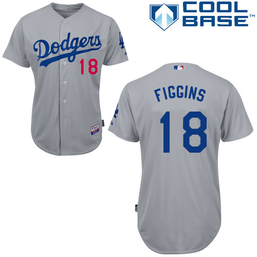 Los Angeles Dodgers#18 Figgins Majestic Authentic Grey Jersey Los Angeles Dodgers#18 Figgins Majestic Authentic Grey Jersey