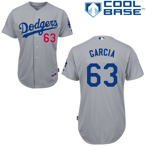 Los Angeles Dodgers#63 Garcia Majestic Authentic Grey Jersey Los Angeles Dodgers#63 Garcia Majestic Authentic Grey Jersey