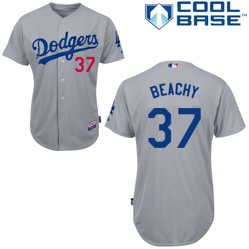 Los Angeles Dodgers#37 Beachy Majestic Authentic Grey Jersey Los Angeles Dodgers#37 Beachy Majestic Authentic Grey Jersey