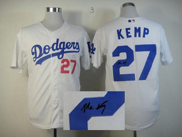 Los Angeles Dodgers 27 Matt Kemp White Signed Jersey Los Angeles Dodgers 27 Matt Kemp White Signed Jersey