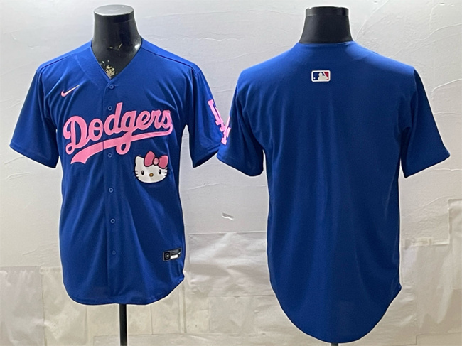 Men's Los Angeles Dodgers Blank Royal Hello Kitty Night Stitched Baseball Jersey Men's Los Angeles Dodgers Blank Royal Hello Kitty Night Stitched Baseball Jersey