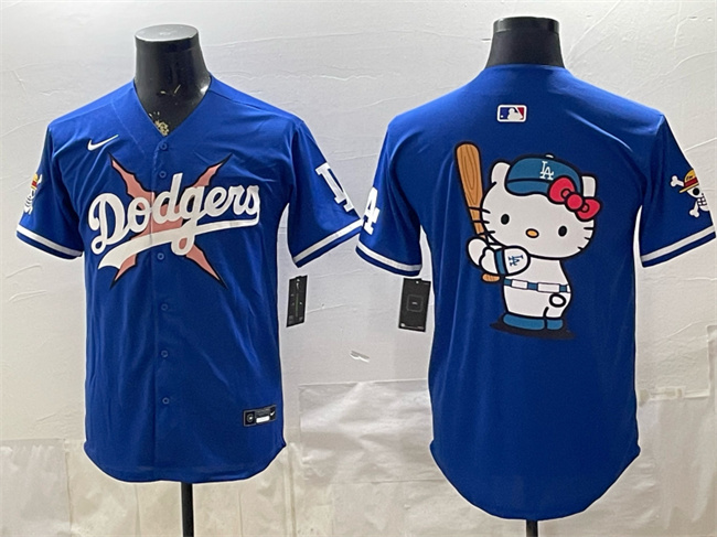 Men's Los Angeles Dodgers x One Piece Team Big Logo Royal Vapor Premier Limited Stitched Baseball Jersey Men's Los Angeles Dodgers x One Piece Team Big Logo Royal Vapor Premier Limited Stitched Baseball Jersey