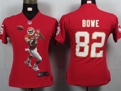 Womens NEW Kansas City Chiefs 82 Bowe Red Portrait Fashion Game Jerseys