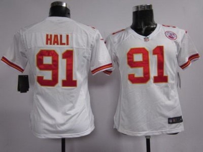 Women NEW Kansas City Chiefs 91 Tamba Hali White Jerseys