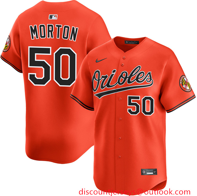 Men's Baltimore Orioles #50 Charlie Morton Orange 2025 2nd Alternate Limited Stitched Baseball Jersey