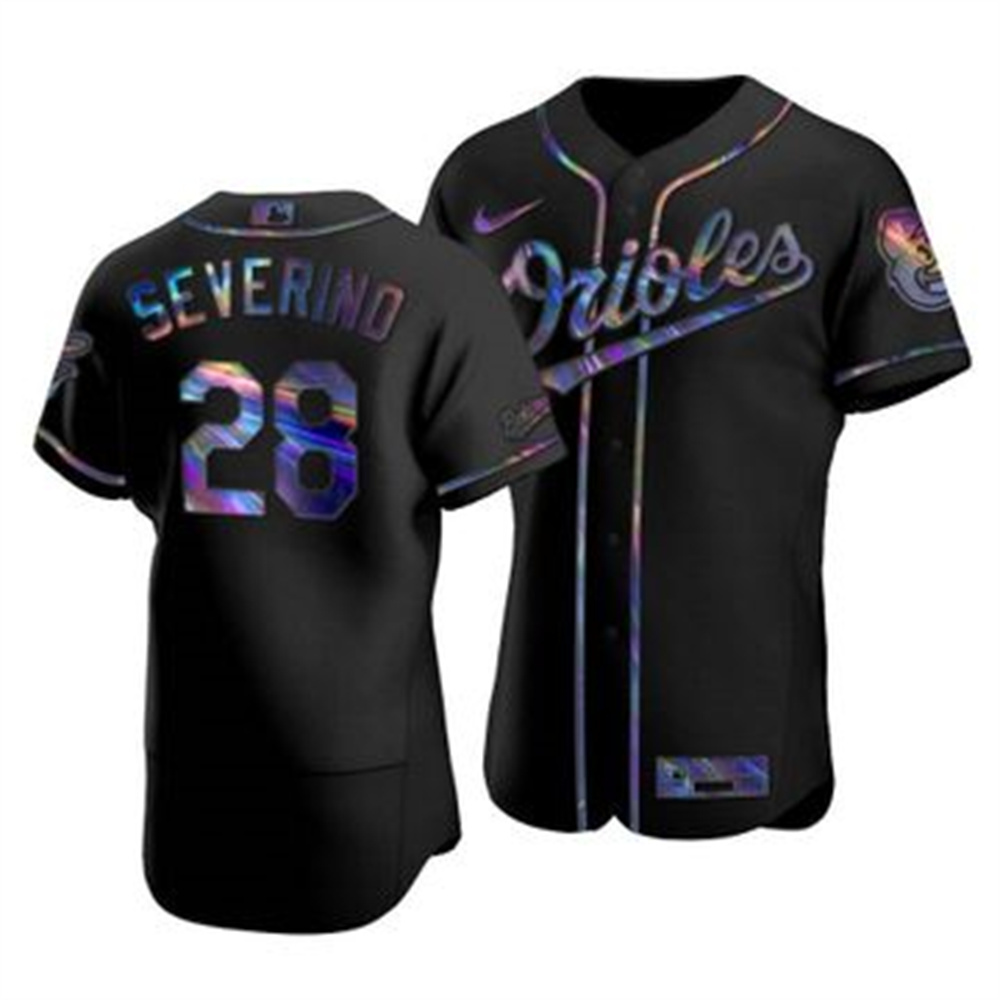 Baltimore Orioles #28 Pedro Severino Men's Nike Iridescent Holographic Collection MLB Jersey - Black Baltimore Orioles #28 Pedro Severino Men's Nike Iridescent Holographic Collection MLB Jersey - Black