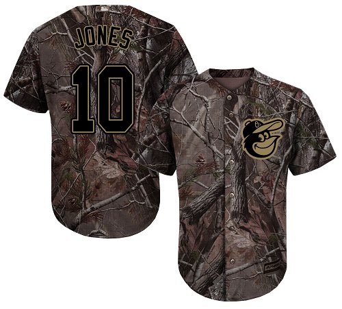 Orioles #10 Adam Jones Camo Realtree Collection Cool Base Stitched Baseball Jersey