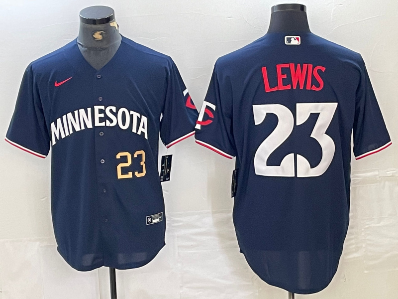 Men's Minnesota Twins #23 Royce Lewis NAVY Cool Base Stitched Baseball Jersey Men's Minnesota Twins #23 Royce Lewis NAVY Cool Base Stitched Baseball Jersey