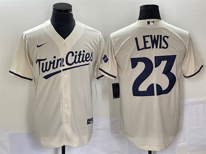 Men's Minnesota Twins #23 Royce Lewis Cream Cool Base Stitched Baseball Jersey Men's Minnesota Twins #23 Royce Lewis Cream Cool Base Stitched Baseball Jersey