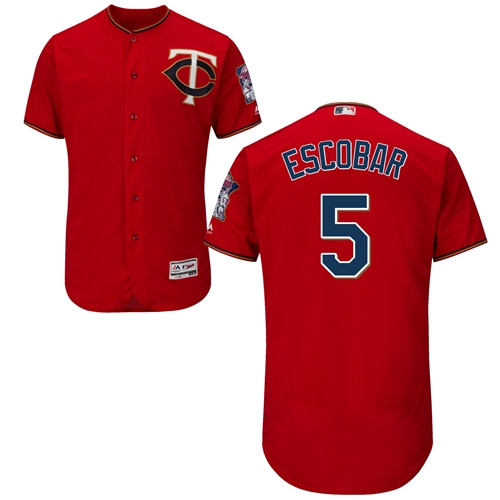 Twins #5 Eduardo Escobar Red Flexbase Authentic Collection Stitched Baseball Jersey Twins #5 Eduardo Escobar Red Flexbase Authentic Collection Stitched Baseball Jersey