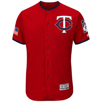 Minnesota Twins Majestic Fashion Stars & Stripes FlexBase Jersey - Scarlet
