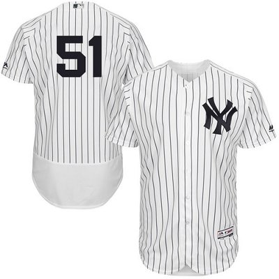 Yankees #51 Bernie Williams White Strip Flexbase Authentic Collection Stitched MLB Jersey Yankees #51 Bernie Williams White Strip Flexbase Authentic Collection Stitched MLB Jersey