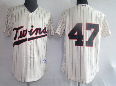 MLB Jerseys Minnesota Twins 47# Liriano cream