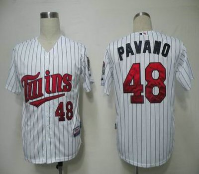 MLB Jerseys Minnesota Twins 48 Pavano White blue strip