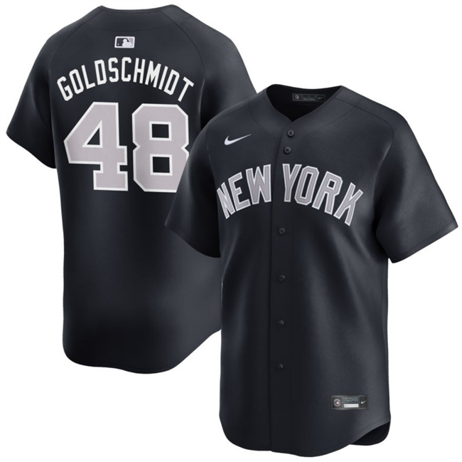 Men's New York Yankees #48 Paul Goldschmidt Navy 2024 Alternate Limited Stitched Baseball Jersey Men's New York Yankees #48 Paul Goldschmidt Navy 2024 Alternate Limited Stitched Baseball Jersey