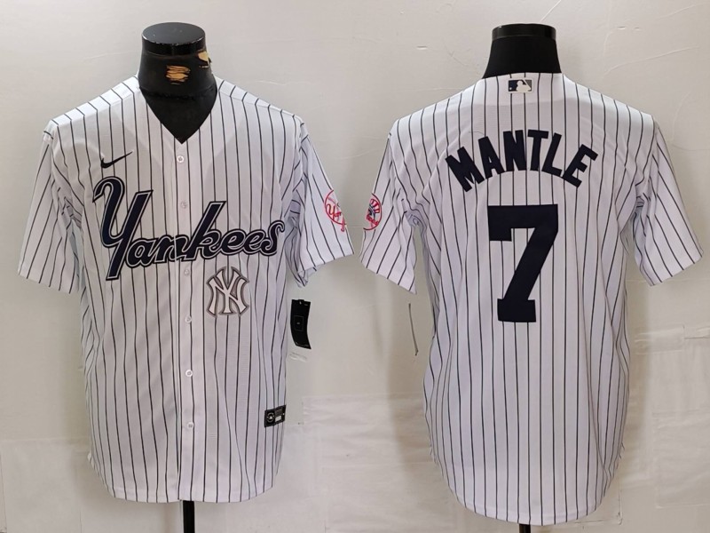 Men's New York Yankees #7 Mickey Mantle White Cool Base Stitched Baseball Jersey 1 Men's New York Yankees #7 Mickey Mantle White Cool Base Stitched Baseball Jersey 1