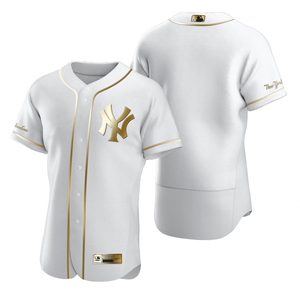 New York Yankees Blank White Nike Men's Authentic Golden Edition MLB Jersey New York Yankees Blank White Nike Men's Authentic Golden Edition MLB Jersey