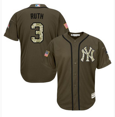 Yankees #3 Babe Ruth Green Salute to Service Stitched MLB Jersey Yankees #3 Babe Ruth Green Salute to Service Stitched MLB Jersey