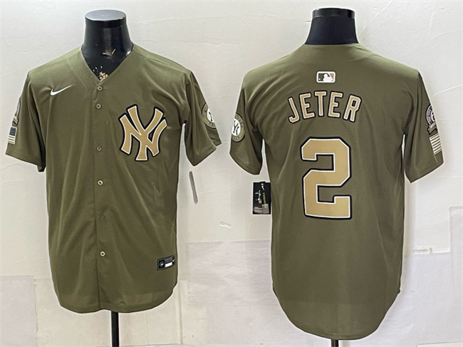 Men's New York Yankees #2 Derek Jeter Olive 2026 Armed Forces Day Stitched Baseball Jersey Men's New York Yankees #2 Derek Jeter Olive 2026 Armed Forces Day Stitched Baseball Jersey