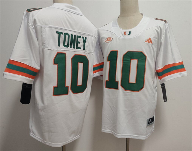 Men's Miami Hurricanes #10 Malachi Toney White Stitched Football Jersey Men's Miami Hurricanes #10 Malachi Toney White Stitched Football Jersey