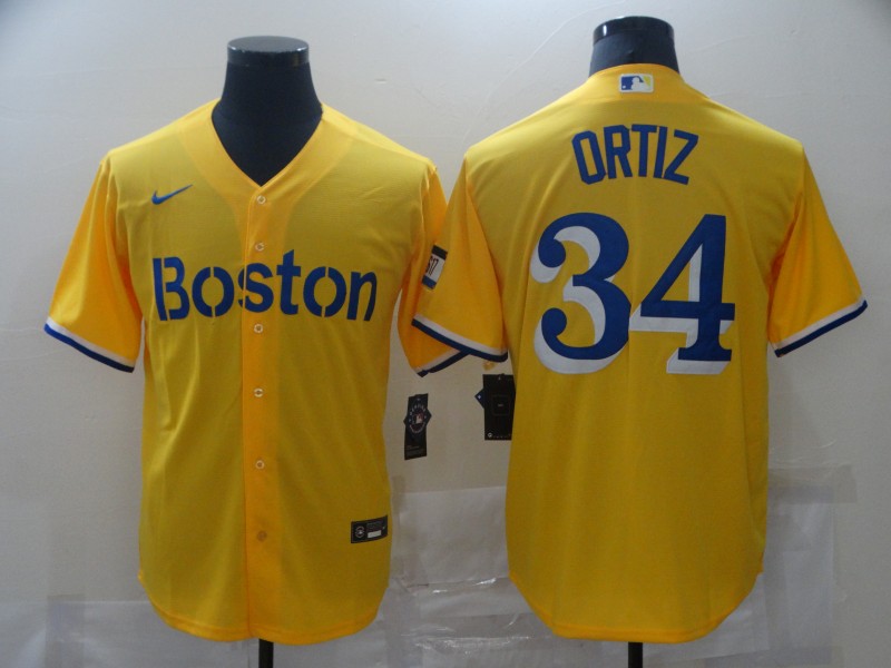 Red Sox 34 Gold Nike 2021 City Connect Replica Player Cool Base Jersey Red Sox 34 Gold Nike 2021 City Connect Replica Player Cool Base Jersey