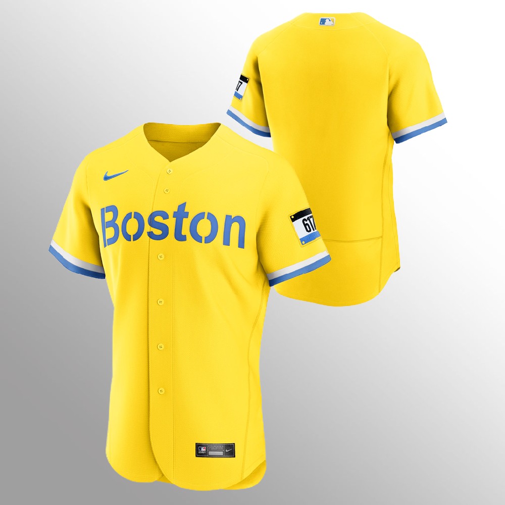 Boston Red Sox Men's Nike 2021 City Connect Gold Authentic MLB Jersey Boston Red Sox Men's Nike 2021 City Connect Gold Authentic MLB Jersey