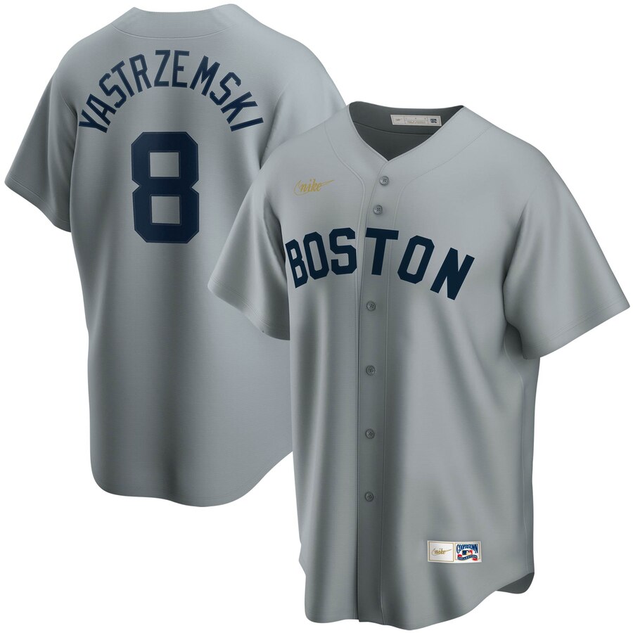 Boston Red Sox #8 Carl Yastrzemski Nike Road Cooperstown Collection Player MLB Jersey Gray Boston Red Sox #8 Carl Yastrzemski Nike Road Cooperstown Collection Player MLB Jersey Gray