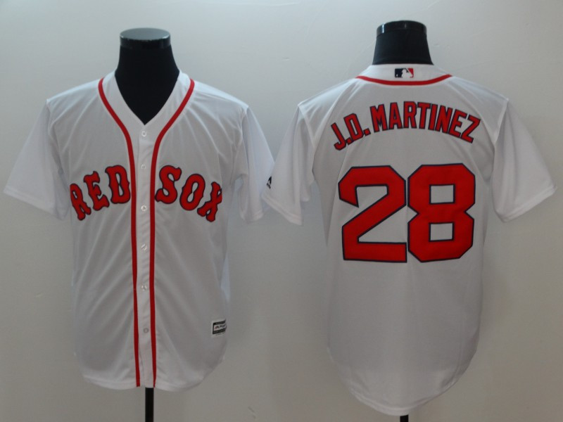 Red Sox #28 J.D. Martinez White Cool Base Jersey Red Sox #28 J.D. Martinez White Cool Base Jersey