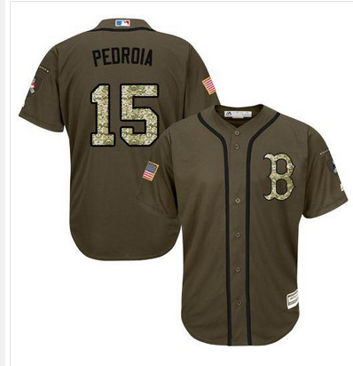 Red Sox #15 Dustin Pedroia Green Salute to Service Stitched MLB Jersey Red Sox #15 Dustin Pedroia Green Salute to Service Stitched MLB Jersey