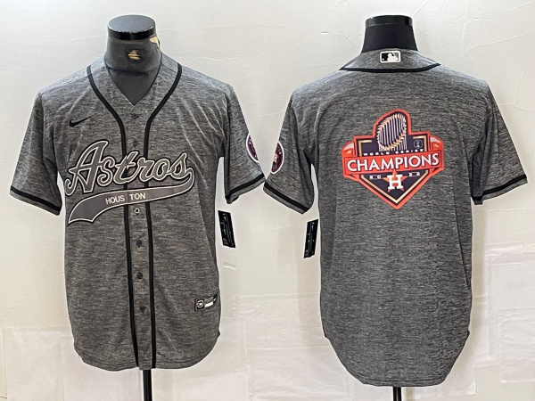 Men's Houston Astros Grey Team Big Logo With Patch Cool Base Stitched Baseball Jersey 2 Men's Houston Astros Grey Team Big Logo With Patch Cool Base Stitched Baseball Jersey 2