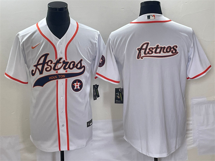 Men's Houston Astros White Team Big Logo With Patch Cool Base Stitched Baseball Jerseys Men's Houston Astros White Team Big Logo With Patch Cool Base Stitched Baseball Jerseys