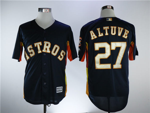 Men's Houston Astros #27 Jose Altuve Navy Blue New Gold Program Flexbase Stitched MLB Jersey Men's Houston Astros #27 Jose Altuve Navy Blue New Gold Program Flexbase Stitched MLB Jersey